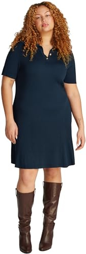 Tommy Hilfiger Donna Abito a Polo Fit & Flare, Blu (Dark Night Navy), 52