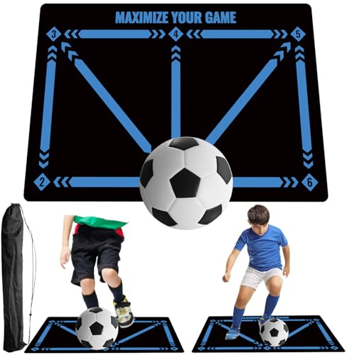 Tapis d'entraînement de pas de football, Sac de Rangement, 60 x 90 cm Dribble Absorption des Chocs antidérapante D'EntraîNement Coussin, Cadeau Pour Les Amateurs et Enfant De Football