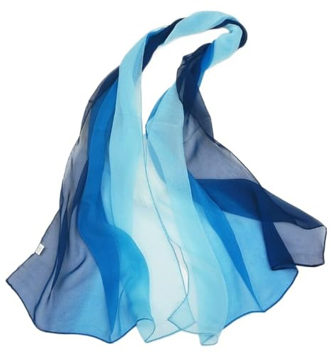 Scialle Foulard Da Donna Alla Moda 50*160Cm Scialle Sciarpa In Chiffon Di Colore Sfumato Da Donna Alla Moda, Signora Elegante Di Lusso Protezione Solare Versatile Decora Sciarpe Foulard,Blue