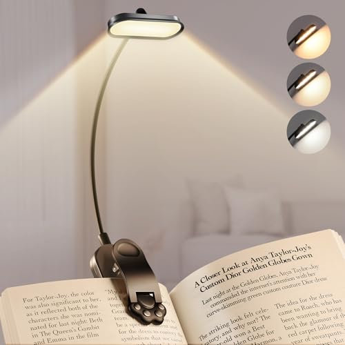 Bonsery Leselampe Buch Klemme, USB C Wiederaufladbare Buchlampe mit 16 LEDs, 3 Farbtemperatur Modi & Stufenlose Helligkeit Klemmlampe, 360° Flexibel Leselampe Buch für Nachtlesen ins Bett