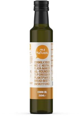 I'm a Natural – 100% Pure Corn Oil 250ml | Cold-Pressed | Rich in Omega-6, Vitamin E, Lecithin | For Cooking & Hair Care | Vegan, Non-GMO