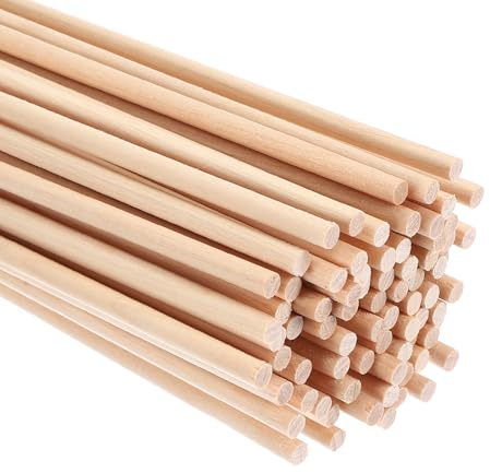 PATIKIL 1/8 x 40 cm träplugg, 240 st träpluggar träpluggar träpinnar oavslutade runda lövträ för hantverk gör-det-själv heminredning, 3 mm x 400 mm