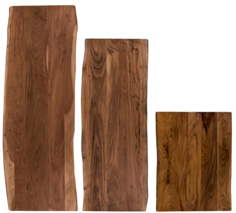 trelevo Waschtischplatte 60x60 cm, Akazienholz massiv 26mm, Tischplatte nussbaumfarben, Baumkantenplatte als Waschtisch für Aufsatzwaschbecken