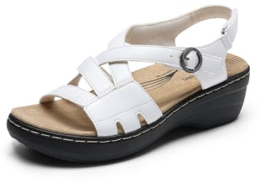 DREAM PAIRS Womens Espadrilles Dressy Platform Sandals | PU latex cushioned insole, versatile for dresses/jeans/skirts, stretchy elastic ankle straps, easy slip-on