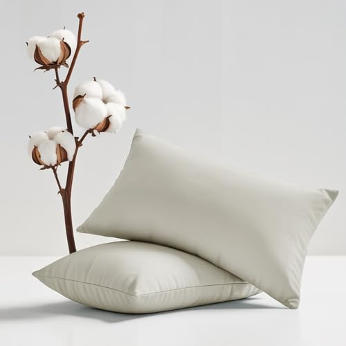 Tifschlaf Pillow Cases 2 Pack Cotton 200 Thread Count - Super Soft Pillowcases with Envelope Closure, 50x75 cm Standard Pillow Covers Hotel Quality, Cozy & Breathable, Beige Cream