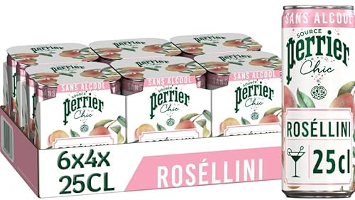 MAISON PERRIER CHIC Boisson Gazeuse Sans Alcool Roséllini - 6 packs de 4x25cl