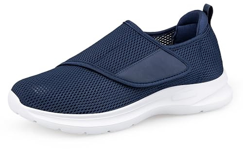 Zapatillas para hombre para diabéticos para mujer, transpirables, ajustables, cómodas, antideslizantes, para personas mayores, hinchazón de los pies, zapatos bajos