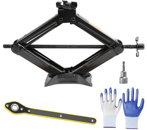 2Ton Scissor Jack for Car With Ratchet, Labor-saving Design, Thickened Steel Plate and Electric Drill Compatible, for Cars and SUV Universal Car Emergency Kit, Tyre Repair Changing Tool