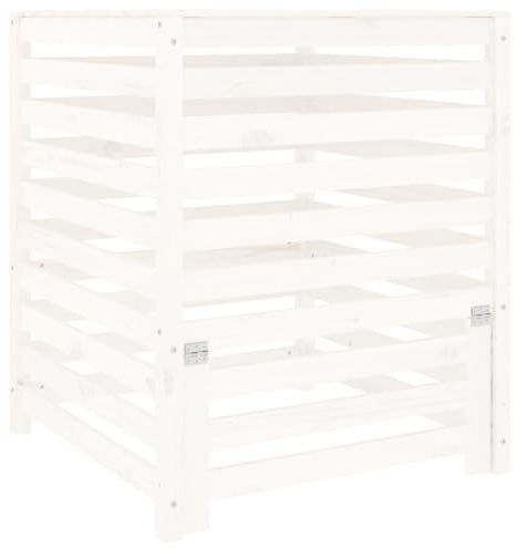Compostiera in legno di pino, capienza elevata, 82,5 x 82,5 x 99,5 cm, legno massello di pino, design a doghe per aerazione ottimale, per giardino e raccolta rifiuti organici
