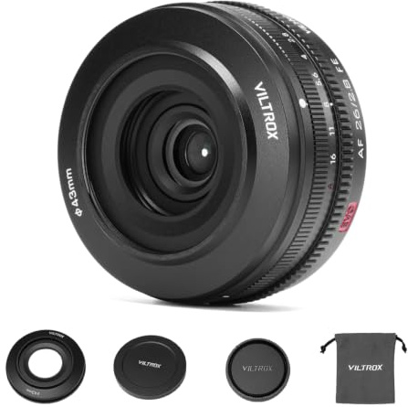 VILTROX AF 26 mm F2.8 EVO FE fullformatsobjektiv för Sony E, kompakt pancake-objektiv med separat bländare och fokusringar