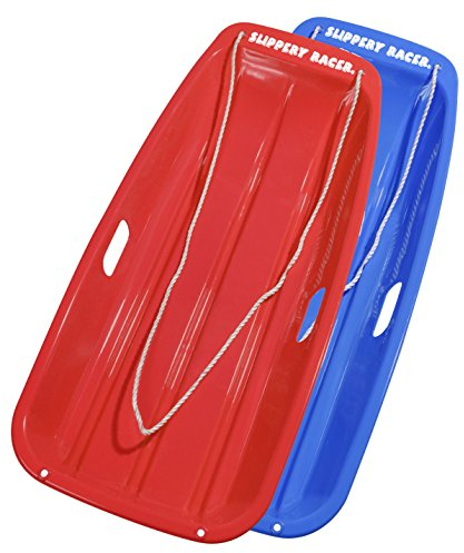 Slippery Racer Downhill Sprinter Snow Sled (2 Pack), Red/Blue