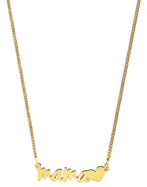 SINGULARU - Collar Mamá Heart. Colgante en Plata de Ley 925 con Baño en Oro de 18 Kt. Cadena con palabra Mama y Corazón de Talla Unica. Joyas para Mujer