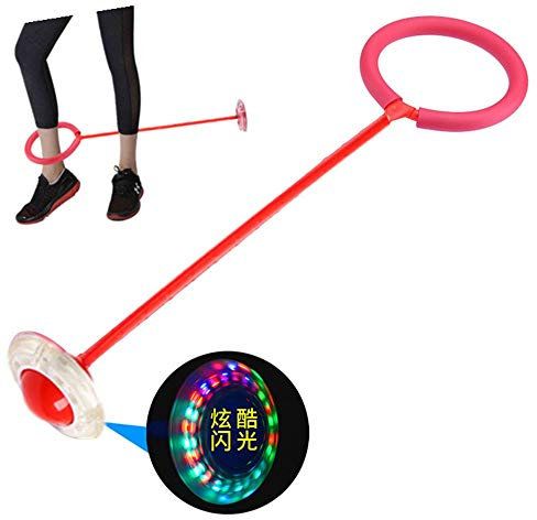 Tikwisdom LED Single Leg Blinkende Rad Springen Kinder Ball Outdoor Spiele Energetisch - Kinder Hüpfen Ball Fußball Spielzeug Swing Ball (Rot)