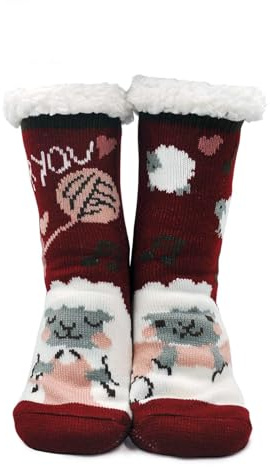 LOFIR Calze a Pantofola Donna Morbido Caldo Calzini termici Ragazze Donne Carina Modello animale cartone animato Calzini Inverno Casa Pavimento Calzini Antiscivolo, taglia 35-41, 1 paio