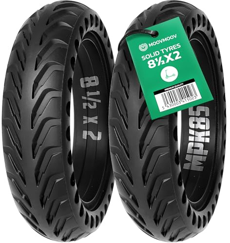 MOOVMOOV 2 Ruedas Macizas Compatibles con Patinete Xiaomi (M365 - Pro - Pro 2- Essential - Light - 1S - Mi 3) Cecotec– Ruedas Patinete 8,5 pulgadas con Neumático Antipinchazos – Tutoriales Incluidos