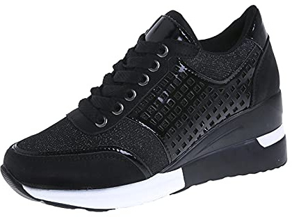 Millenniums Chaussures de sport à talon compensé pour femme Noir Taille 37