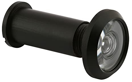 Prime-Line U 11455 Door Viewer, 200 Degree, UL Listed, Matte Black Finish, Solid Brass, 9/16 In. Diameter (Single Pack)