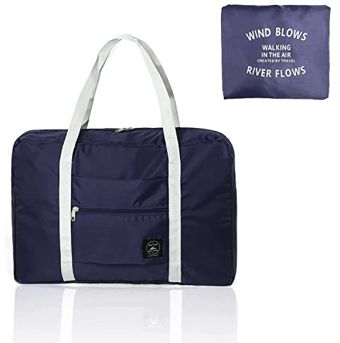 1 Pezzo blu scuro Packable borsone da viaggio, sacchetto di immagazzinaggio dei bagagli, Sport e fitness bagagli, borsone portatile per i viaggi, campeggio.