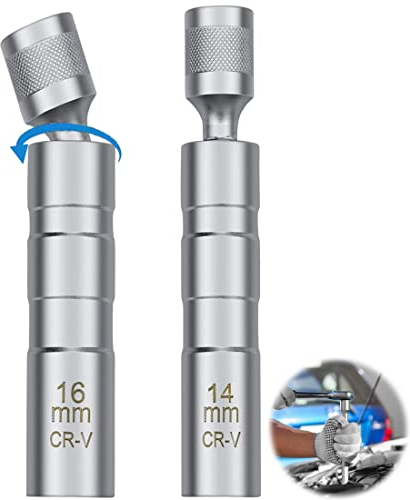 Zündkerzenschlüssel 14mm 16mm Magnet Drehbarer Zündkerzenschlüssel Dünnwandige Zündkerzenschlüssel 2 Zündkerzensteckdose Entferner Installer Werkzeug für Die Autoreparatur Zündkerzenschlüssel Set