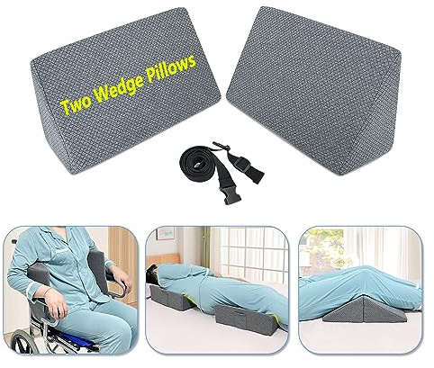 KAAMOS Positioning Wedge Pillow for Side Sleeping Bed Wedges for Adults (2 in 1) Bed Sore Turning Wedges for Elderly Foam Incline Positioning Pillows for Bedridden After Surgery