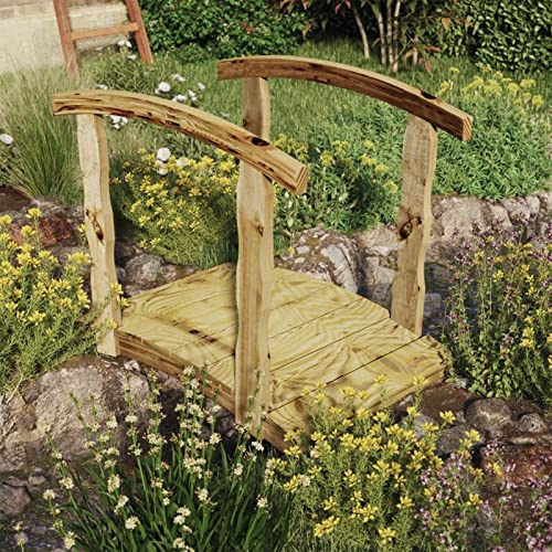 Homgoday Ponte da giardino con binario in legno massello impregnato di pino