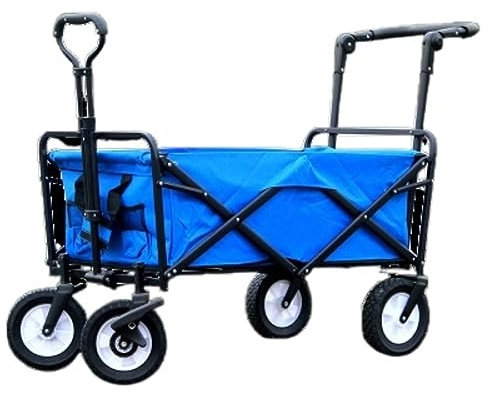 ZWQXZX Bollerwagen Faltbar Strandwagen Faltbollerwagen Outdoor-Einkaufswagen, Zusammenklappbarer Einkaufswagen, Gepäckwagen Auf Rädern, Einkaufswagen, Mehrzweckwagen Transportwagen Handwagen(Blue)