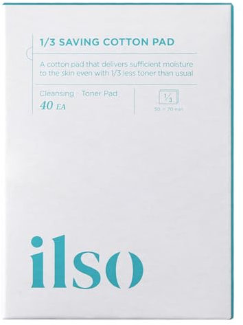 ILSO 1/3 sparendes Wattepad, dünne Schicht, perfekt für DIY-Toner-Pad und Maske, 40 Blatt, koreanische Hautpflege (50 x 70 mm)