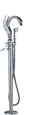 Robinet De Baignoire Sur Pied Rotatif Style Cygne Noir ORB Chrome Nickel Mitigeur De Salle De Bain, Chrome Poli
