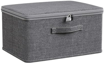Scatola richiudibile pieghevole con coperchio, organizer pieghevole con chiusura a combinazione, per armadio o sotto il letto, grigio (30 x 20 x 14 cm)