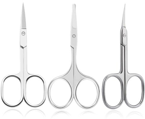 Lot De 3 Ciseaux À Cuticules, Ciseaux De Toilettage En Acier Inoxydable, Ciseaux De Manucure Professionnels Courbés, Outils De Manucure Pour Femmes, Ciseaux À Barbe Pour Hommes