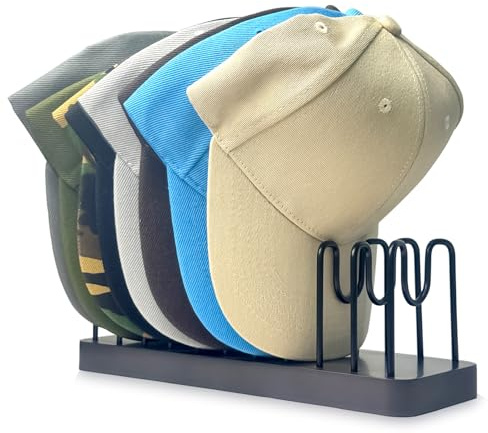 Hniuyun Hat Organizer for Baseball Caps, Wood Metal Hat Holder for 10 Baseball Caps, Hat Rack Stand Storage Display Baseball Cap for Closet Dresser Desk