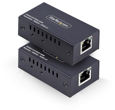 StarTech.com HDMI Extender Over CAT5e/CAT6, 4K 60Hz, Up to 200ft (60m), Transmitter and Receiver Kit, Power Over Cable