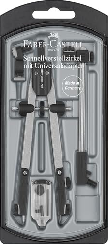 Faber-Castell 174045 Schnellverstellzirkel mit Aniversaladapter + Verlängerung und Zubehör