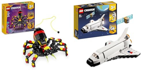LEGO Creator 3in1 Animali Selvatici: Giocattolo Ragno Sorprendente - Si Trasforma in uno Scorpione o in un Serpente + Giocattolo Navetta Spaziale 3in1 a Astronauta a Nave Spaziale 31159 + 31134