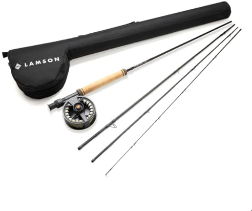 LAMSON | Liquid Combo 7wt. Fly Fishing Rod and Reel Pre Spooled | U.S. Made Fly line | Cordura Travel Tube & Padded Reel Case | Medium Fast Action 9 Foot 4-Piece