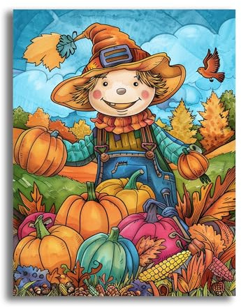 VAIIEYO Diamond Painting Halloween, Diamond Painting Kit Completo Spaventapasseri, Ricamo con Strass Punto Croce Arte e Artigianato Decorazione per Casa e Pareti 30x40cm-120