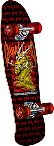 Powell Peralta Mini Steve Caballero Street Dragon Skateboard Cruiser Complete, Black/Red, 8.0 x 29.5
