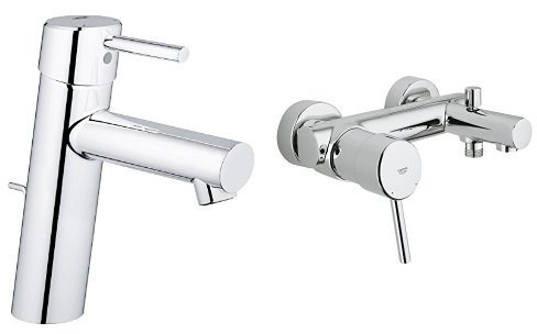 Grohe Concetto Einhand-Waschtischbatterie mittelhoch, 23450001 + Concetto Wannenarmatur 32211001