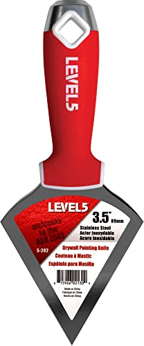 3.5 Pointed Stainless Steel Joint Knife - LEVEL5 | Metal Hammer End | Pro-Grade Finishing Tools | Drywall Wallboard Plasterboard Paint | 5-202