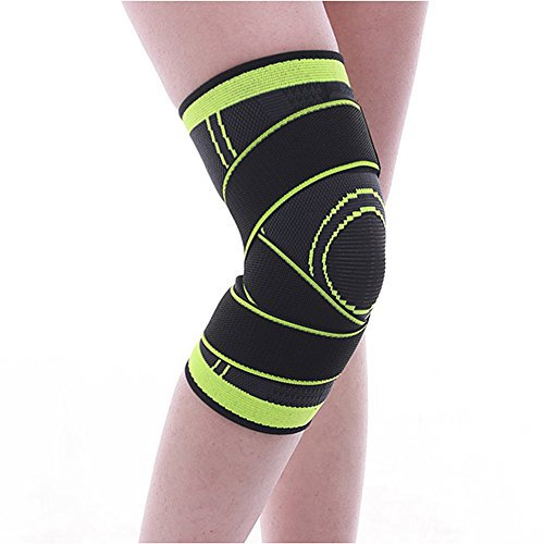 Knee Support Brace, Morbuy Non-Slip Adjustable Pressure Strap Knee Protector for Running Sports Joint Patella Pain Relief Arthritis and Injury Recovery (L, (Single) Green)