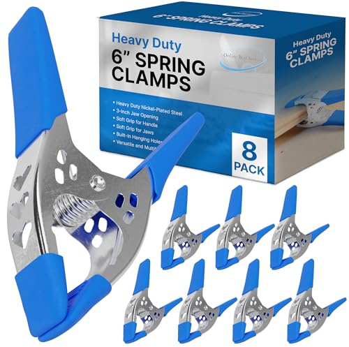 Lot of 8-6 inch Spring Clamp Large Super Heavy Duty Spring Metal Blue - 2.5 inch Jaw opening