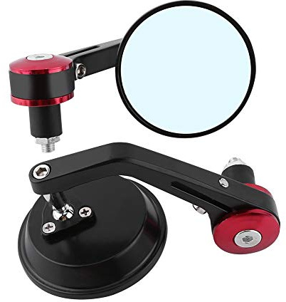 Akozon Espejos traseros 1 par Universal 7/8 Manillar redondo Extremo de la barra trasera Espejos retrovisores Moto Scooter Sidemirror(rojo)
