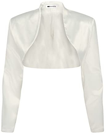 Bolerose formal Satin Langen Ärmel Bolero (Elfenbein, M)