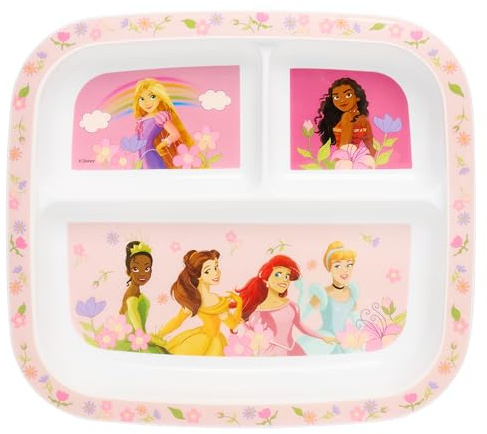 Disney Princess 3-Section Children's Divided Plate –BPA-Free, Durable & Colourful Dining for Children, Perfect for Balanced Meals - 36 Months Up