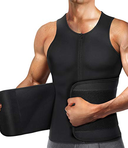 Chumian - Gilet da sudorazione da uomo, in neoprene, per dimagrante, cintura di sudazione e sport, canotta (nero, 3XL)