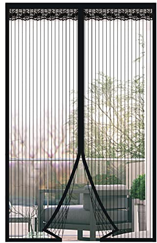 DIKER Moustiquaire Porte Fenetre Magnétique 140x240cm Rideau de Porte Antimoustique Maille Ultra Fine Moustiquaire avec Fermeture Aimantée Sans Perçage pour de Balcon, Chambre, Noir
