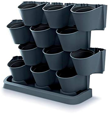 PROSPERPLAST Cascade Garden Plastic Planter in Anthracite Colour 68.5 (L) x 19 (W) x 54.6 (H) cm, Grande