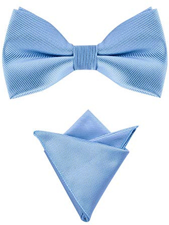 Allegra K Men's Solid Color Pre-Tied Bow Tie with Matching Pocket Square Set for Wedding Party One Size Sky Blue