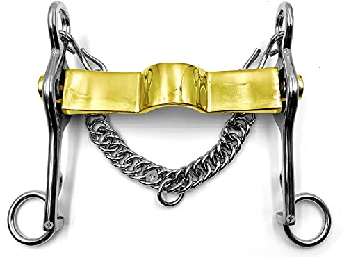 Sam Marsh Pelham Stainless Steel German Silver Mouth Horse Bit with Curb Chain (5.5)