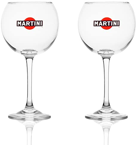 2 Stück Original MARTINI Glas Gin Gläser Ballonglas mit Logo transparent
